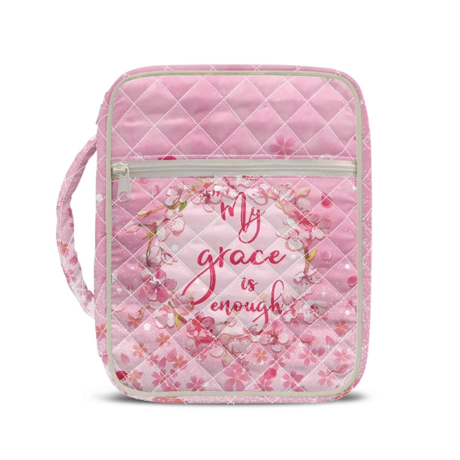 Coloranimal Bible Carrying Case Bag Washable Quilted Bible Cover for Daily Scripture Reading Women Pink Cherry Blossom 2026 New
