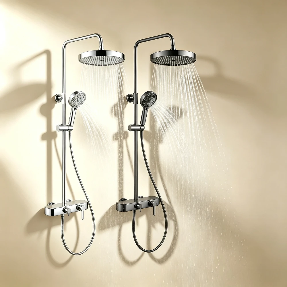 3-way Rainlfall Showers System Set Wall Mounted Bathroom Shower Faucet Set Brass Shower Mixer Crane with Hand Shower Set