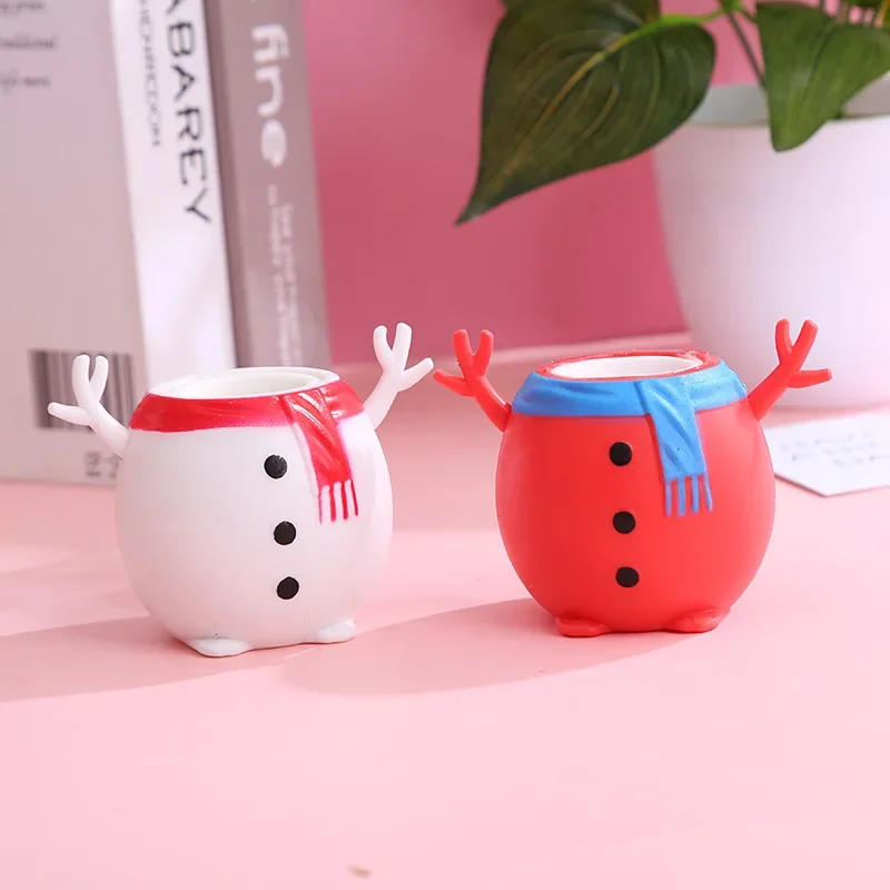 Pop Up Christmas Fidget Squeeze Pinches Snowman Anti-stress Toy Stress Relief Games Children Small Toys Puking Christmas Gifts