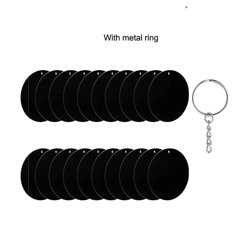 

30pcs 1/8" Black Acrylic Ornament Blanks 2Inch Keychain Circles Discs With Hole For Vinyl DIY Keychain and Craft Project