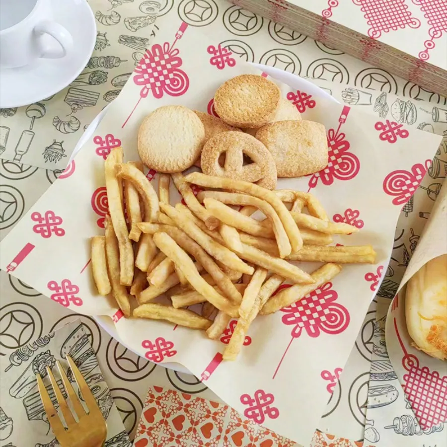 100pcs Printed Parchment Paper(18X18cm), Oil-Proof And Non-Stick, Ideal For Cooking And Baking Air Fryer Kitchen