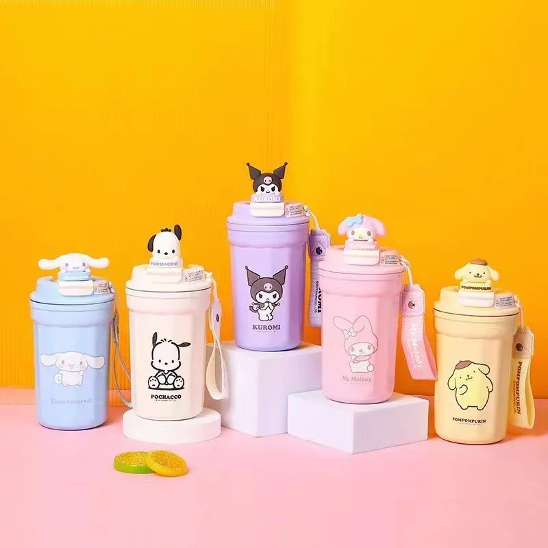 

420ML Hello Kitty Thermos Cup Bring A Small Cup Kuromi Pochacco Cinnamoroll Anime Portable Direct Drink Gym Large Capacity Gift