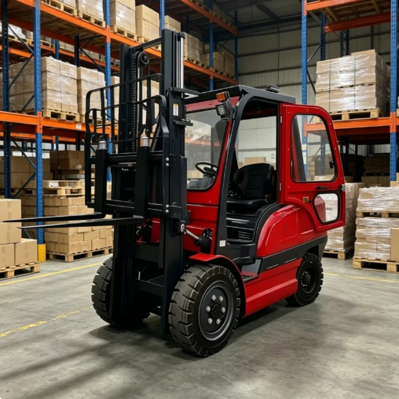 3 Ton Stable Hydraulic Lifting Electric Forklift No Shaking When Stacking High Layer Goods Factory Logistics Truck