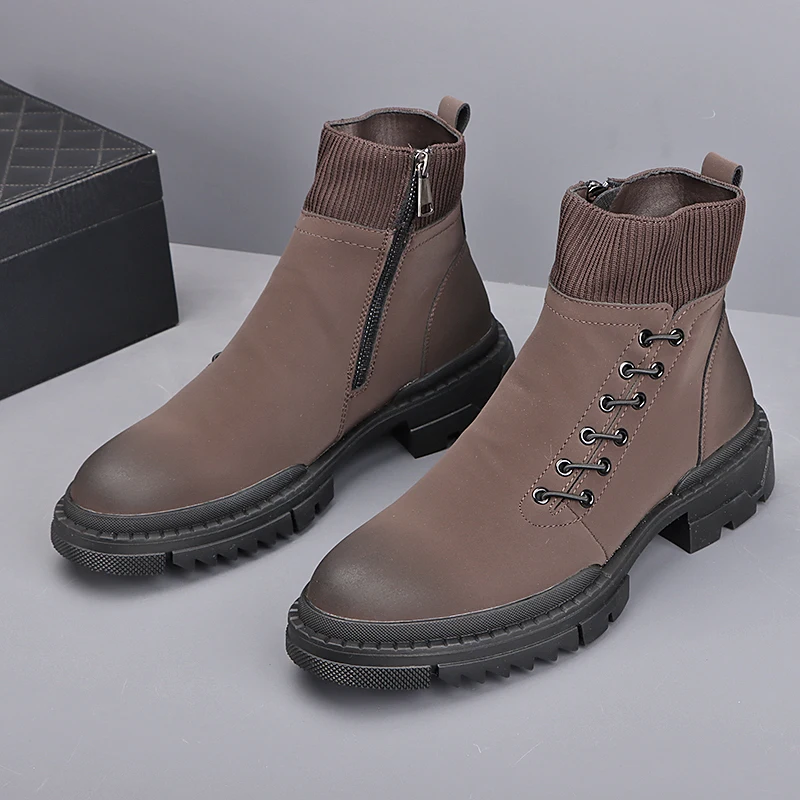 

Новый дизайн, мужские банкетные платья для выпускного вечера, винтажные ботинки пустыни, обувь из коровьей кожи, ботильоны на платформе со шнуровкой, bota masculina