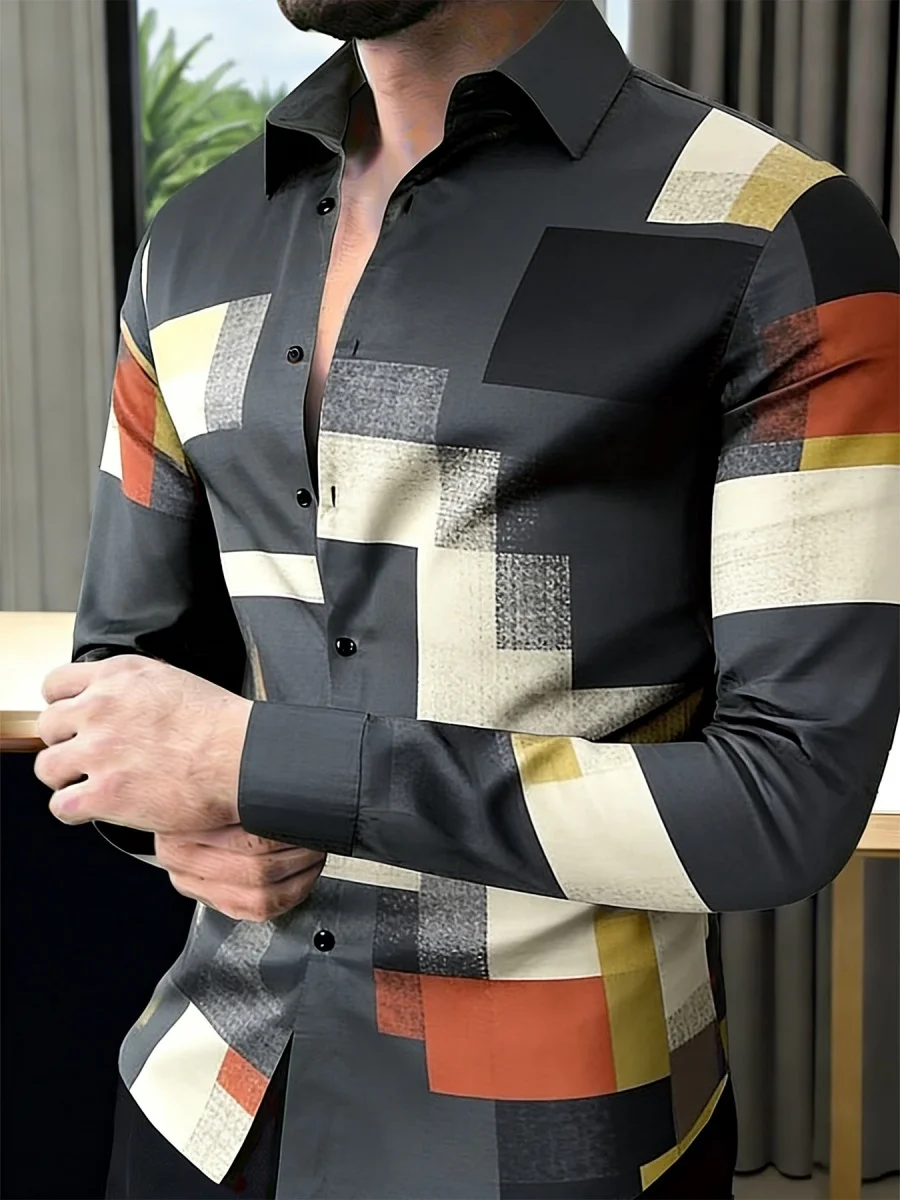 

New men's high-quality long-sleeved shirt, stylish and casual collared shirt, breathable and versatile, comfortable fabric, fast