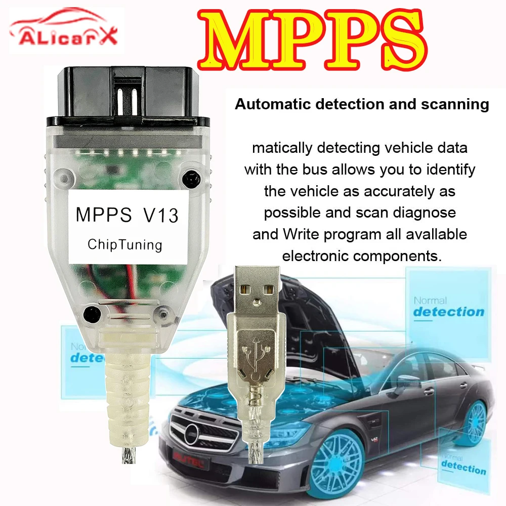 ECU Programmer MPPS V13.02 V13 K CAN Flasher Chip Tuning MPPS V13 Professional Diagnostic Cable For A0di For F0rd