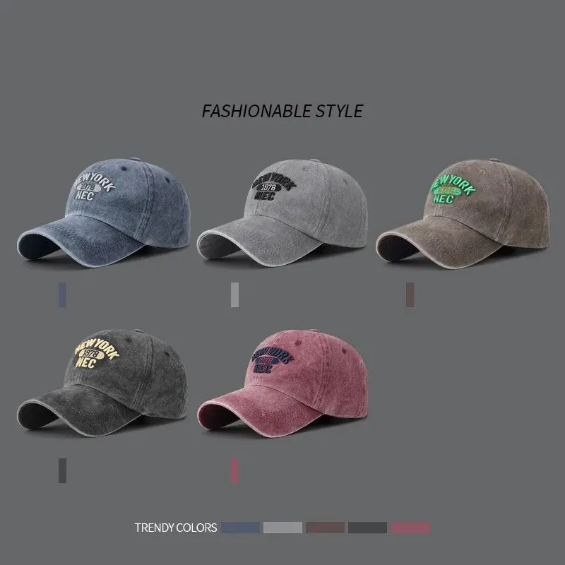 Baseball Cap Korean Washed Cotton Soft Top Hat Four Seasons Men's And Women's Embroidered American Letter Cap