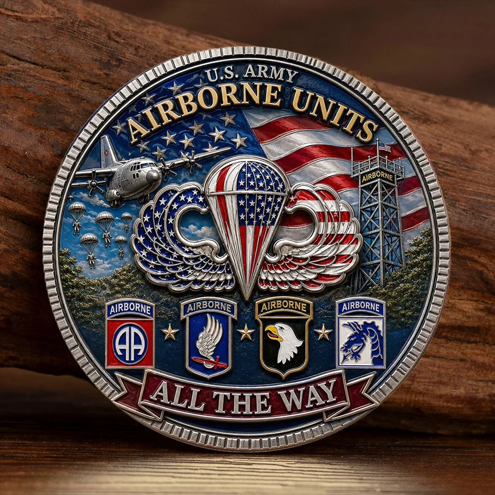 American Army Paratroopers Silvery Plated Commemorative Coin Paratrooper Wings Badge Valorous Soldier Collection Coin