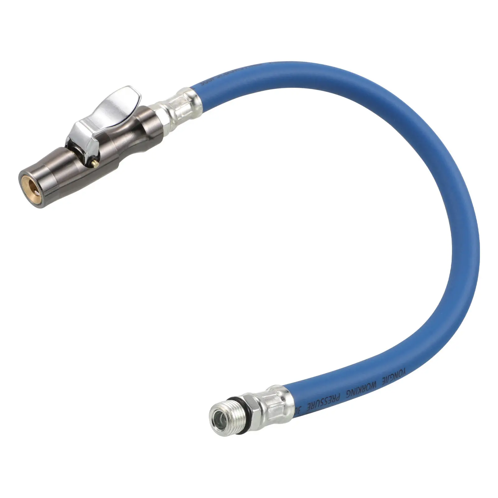 Copper Core Rubber Body Self-Locking Tire Inflator Chuck Air Compressor Hose Adapter Compatible with Car Bike Tires Portable