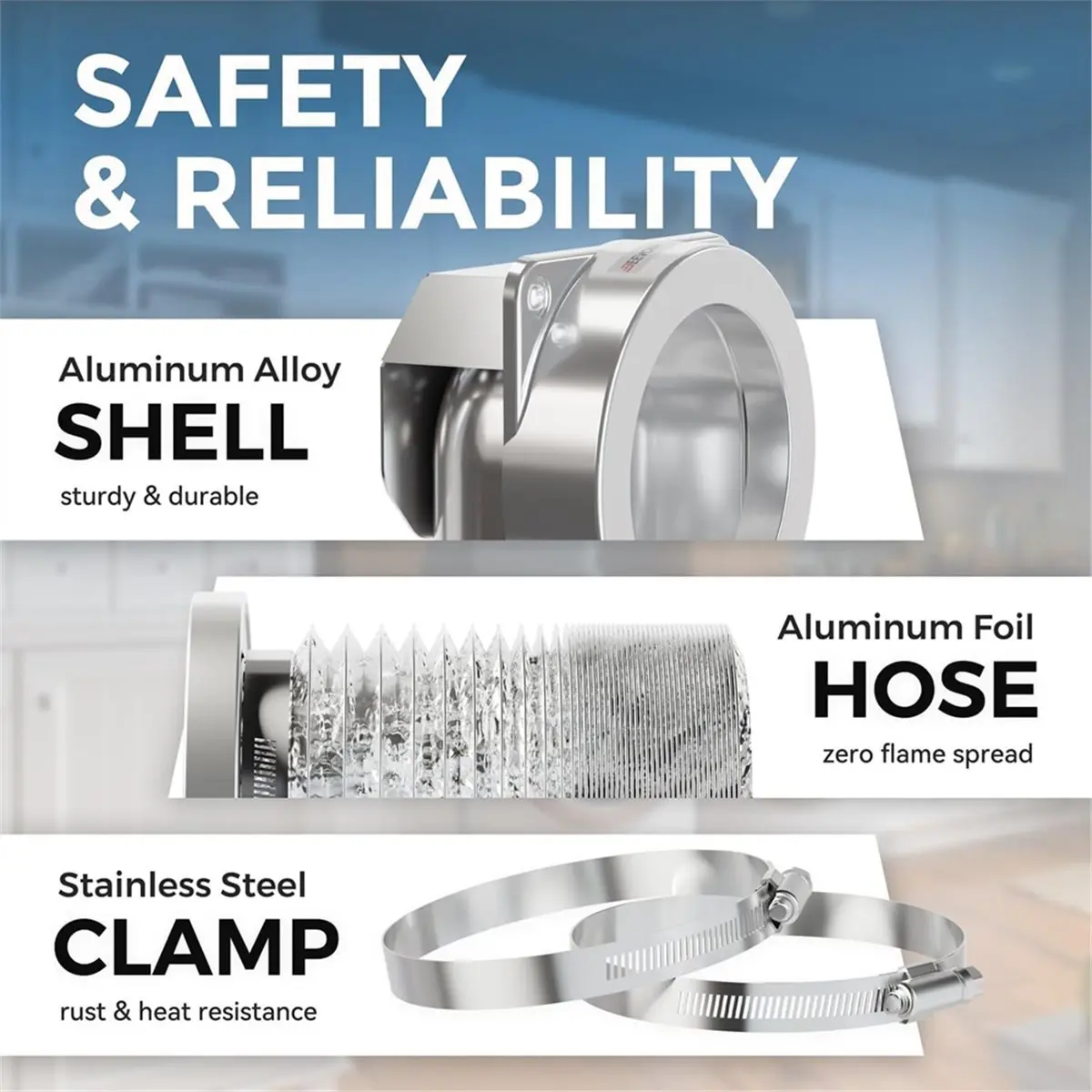 HOUSEHOLD*GOOD Magnetic Dryer Vent Coupling Dryer Magnetic Exhaust Connector Airtight Seal Dryer Vent Connector Kit