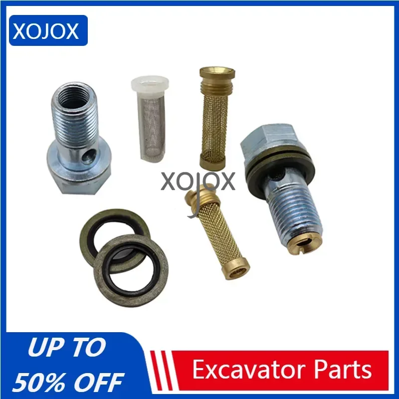 XOJOX For M14 * 1.5 hand oil pump small copper mesh diesel filter oil pump filter YouTube screw hollow excavator Accessories