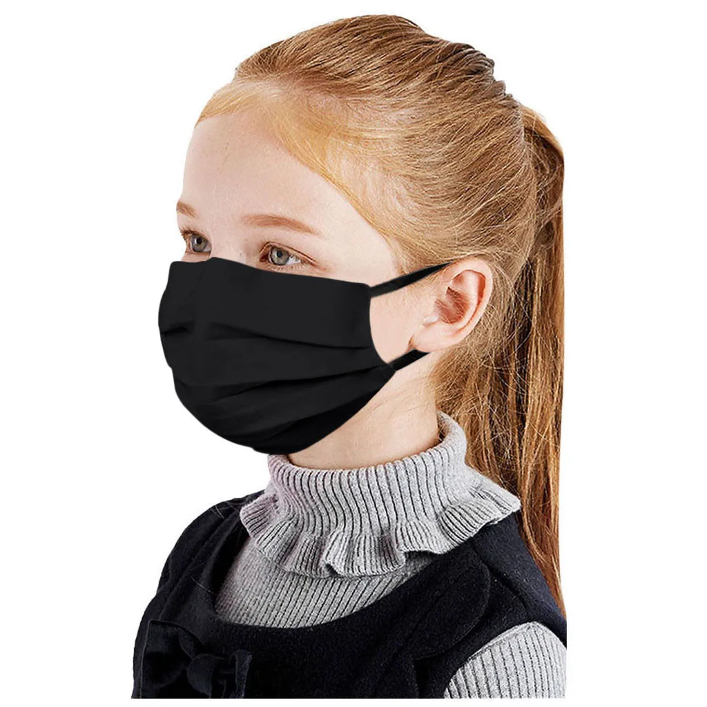 2024 New Solid Color Simple Children'S Cloth Mask 5pc Washable And Reusable Children'S Protective Breathable And Odorless Mask