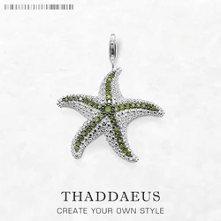 Pendant Green Starfish ,Brand Fashion Trendy 925 Sterling Silver Europe Bijoux Fashion Accessories Gift For  Woman Men