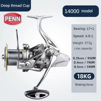 PENN New All Metal Fishing Reel Spinning Coil Saltwater Carp 17+1BB 4.8:1 25KG Drag 8000-14000 For Seawater Distant Wheel