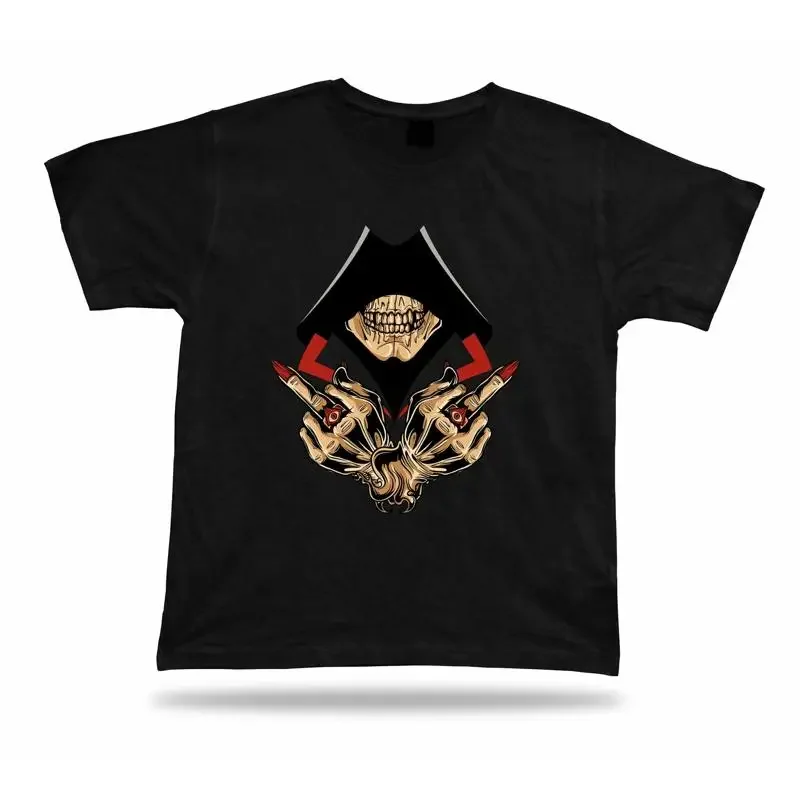 Skeleton Skull Hood Hand Sign Evil Eye Ring stylish design tshirt best gift