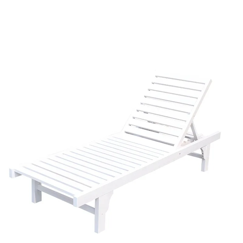 Outdoor Solid Wood Lounger Waterproof Sunscreen Hotel B & B Villa Beach Balcony Lounger Outdoor Leisure Pool Lounger