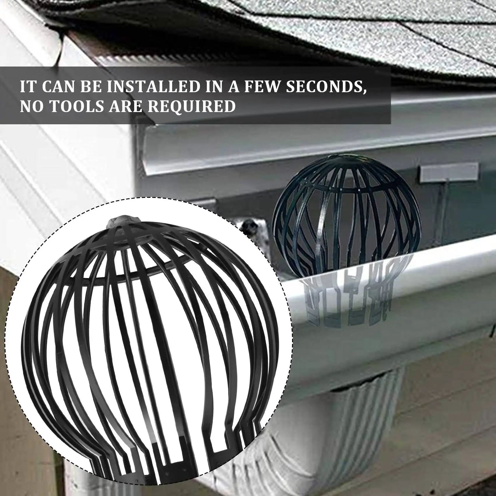 4PCS Gutter Guard Downspouts Filter Strainer Preventing Leaf Debris Branches Roof Moss From Clogging the Pipes