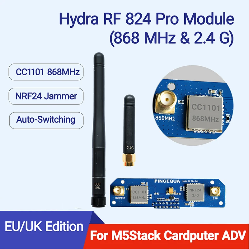 

PINGEQUA Cardputer ADV Hydra RF 824 Pro Devboard | 868 МГц CC1101 и 2.4G NRF24 с автоматическим переключением, совместимые с прошивкой Bruce