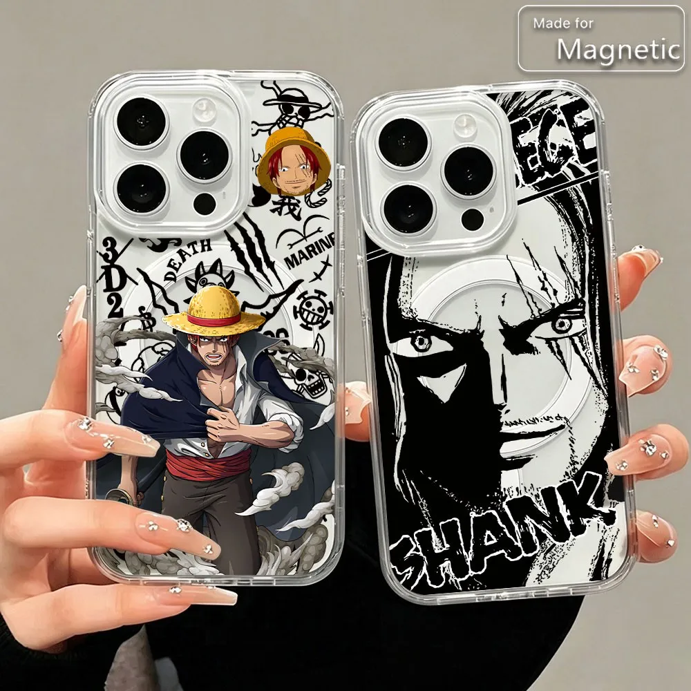 Anime Pieces Luffys Magnetic Phone Case for Samsung Galaxy S25 S24 S23 S22 S21 S20 FE Edge Plus Ultra 5G Soft Clear TPU Cover