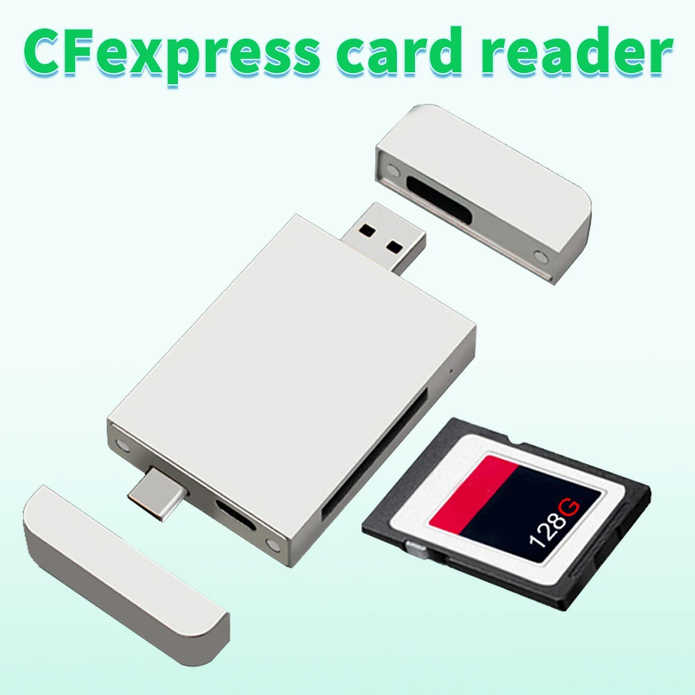 

2TB CFexpress Card Reader + USB 3.1 Gen2 10Gbps Type C Z6/Z7 1DX3 Double Head Magnetic Attraction Memory Card Adapter