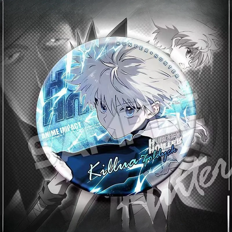 شارات معدنية للأطفال من Hunter X Hunter Killua شخصيات أنيمي شارات رفيعة حول الطلاب مجموعة أنيمي من هدايا عيد الميلاد