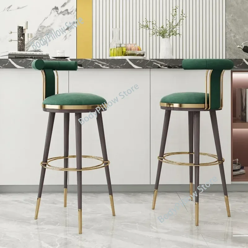 

Modern Simple High-end Bar Stools Backrest Home Bar Chair Light Luxury Island Table Stainless Steel Nordic Bar Chairs High Stool