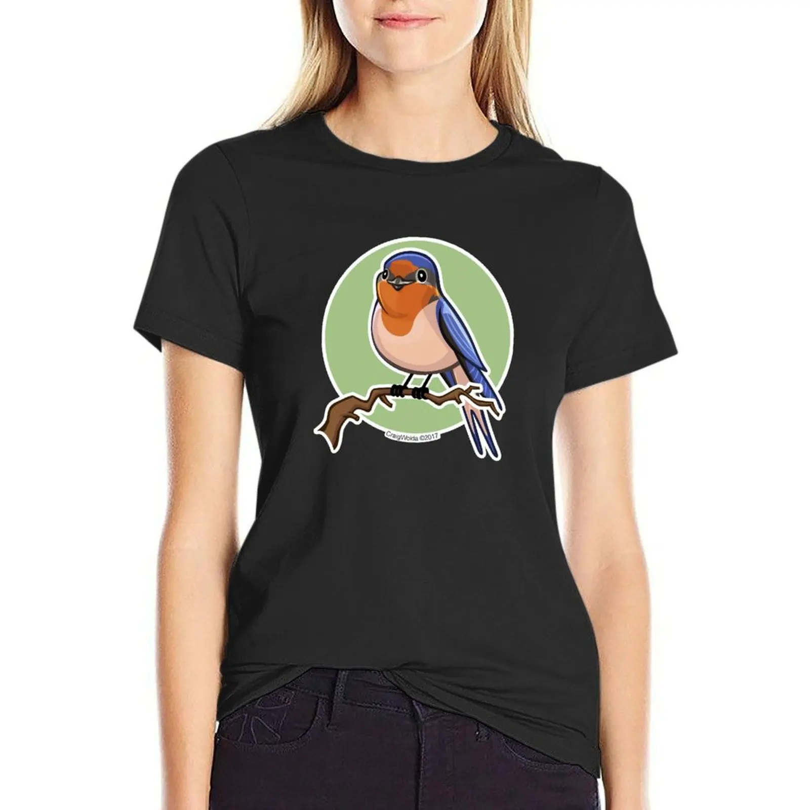 Barn Swallow over green background T-Shirt shirts graphic tees funny aesthetic clothes Women t-shirts