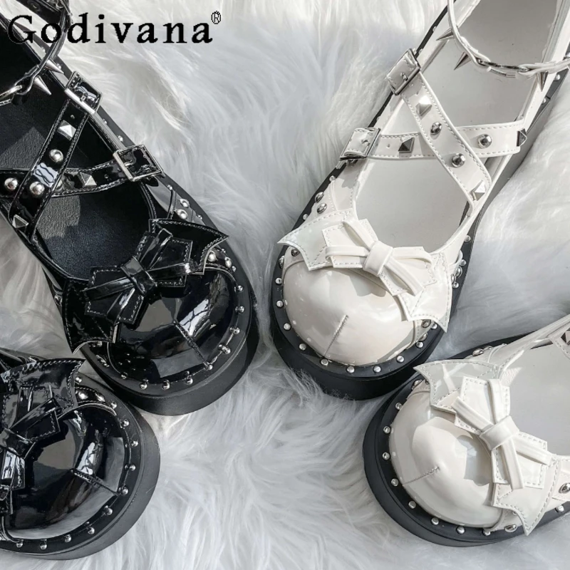 

Sweet Cool Hot Girl Lolita Pumps Shoes Women's Japanese Style Platform Leather Shoes Female Black Color Platform Heels