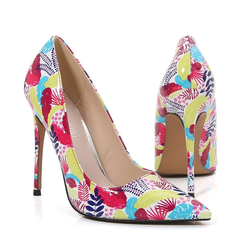 

Sexy Fashion High Heel Pumps Stilettos 12cm Large Size Women's Printed Brand Design Sexy Pattern Shoes for Women