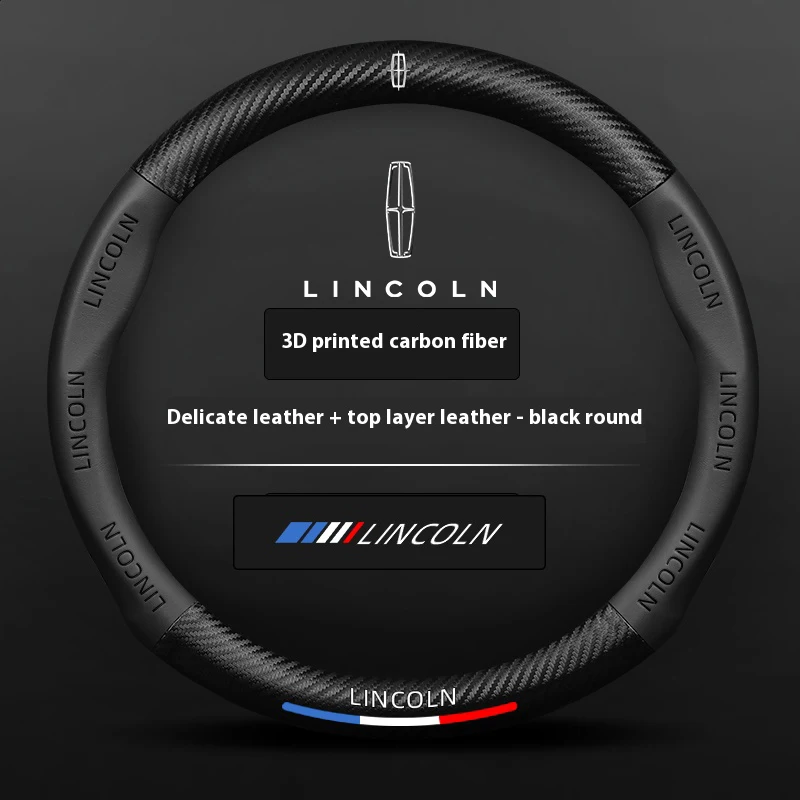

For Lincoln Z Navigator Aviator Nautilus Corsair Continental MKZ MKT MKC MKX MKS Carbon fiber Leather Car Steering Wheel Cover