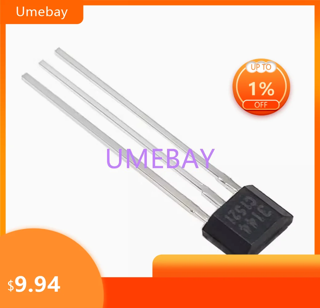 50  piece, integrated circuit. TO-92 ,  A3144E A44 SIP-3 switch type Hall element sensor A3144EUA-T ,A3144 TO-92