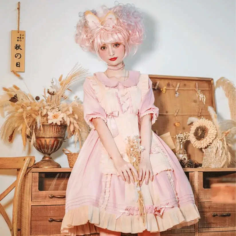 Robe Lolita gothique Kawaii pour filles, robe victorienne, dentelle vintage, nœud papillon, col claudine, Op Loli Cos, princesse 03/Sweet