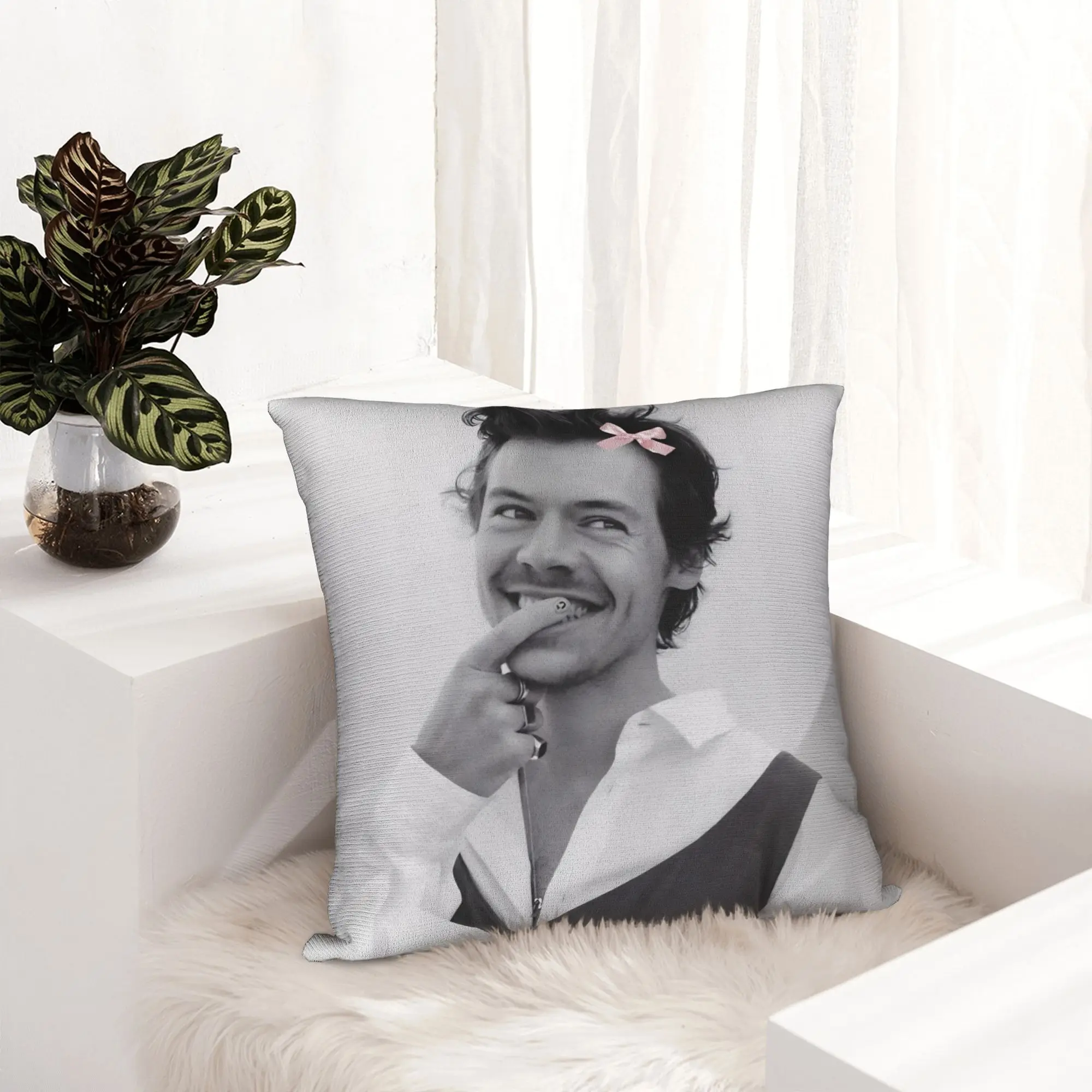 Harrys Styles Pillowcase Printing Polyester Cushion Cover Gift  Throw Pillow Case Cover Home Square 40X40cm