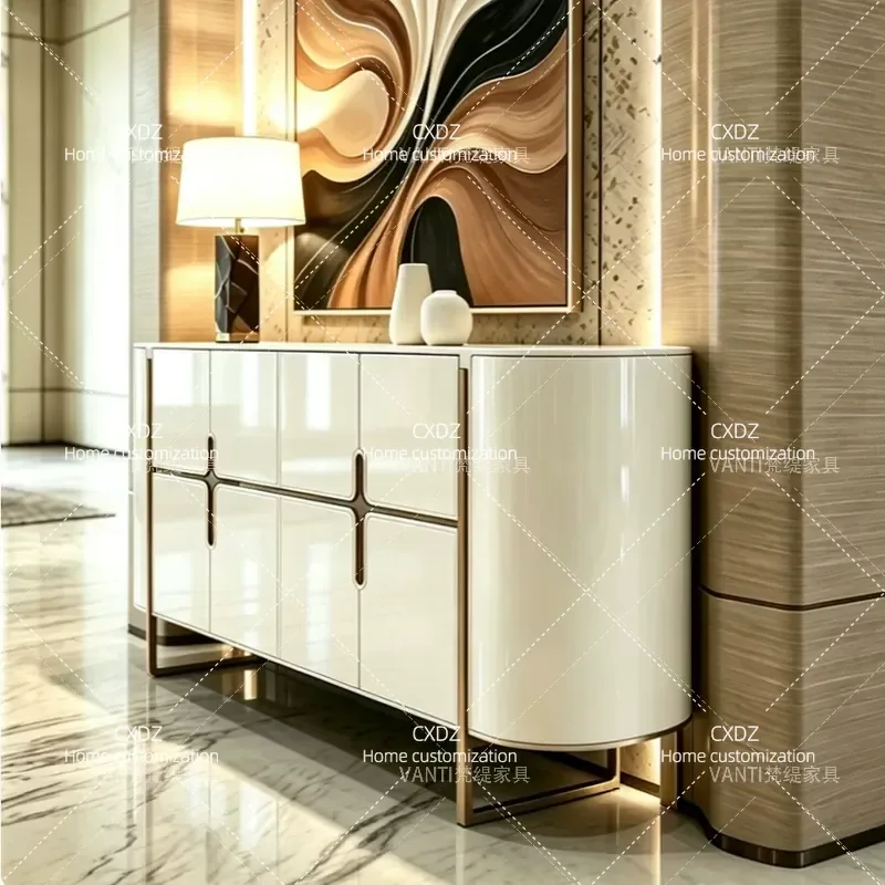 Modern Light Luxury Entrance Cabinet Piano Finish Storage Locker Simple Decorative Porch Console Table for Hallway Foyer