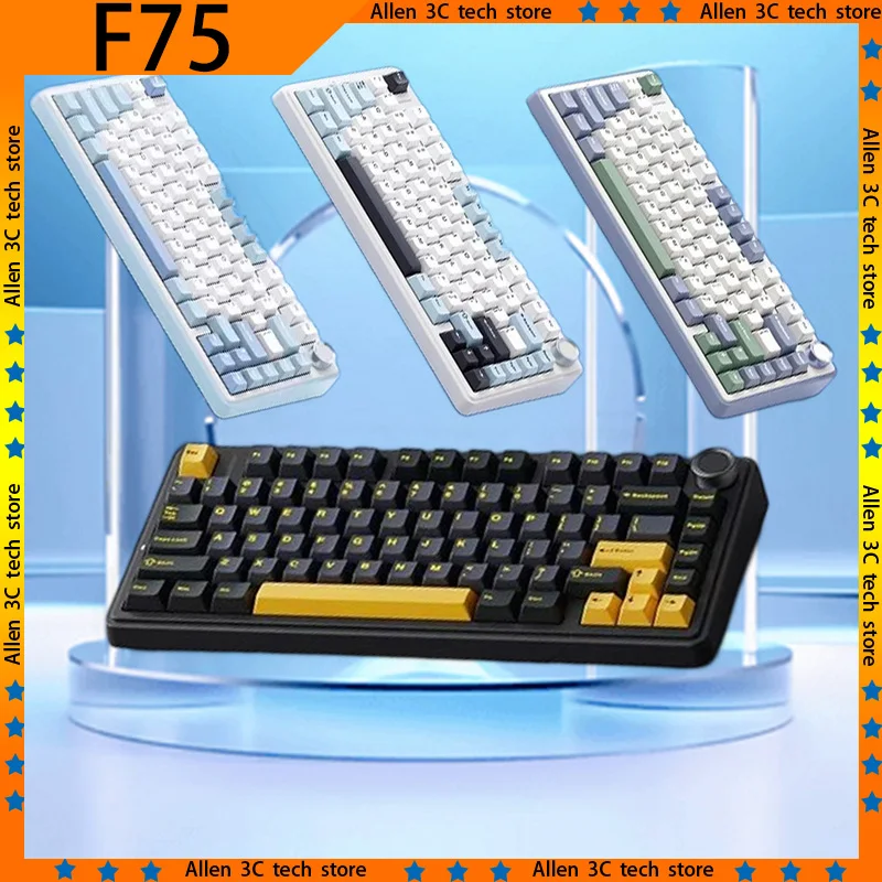 

Original Aula F75 Wireless Mechanical Keyboard Bluetooth 3Mode Multifunctional Knob Hot Swap RGB Office Laptop Gamer PC Gaming K