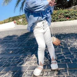 Girls' Pants With Three Buttons Slim Fit And Leggings Long Pants 2024 Spring And Autumn Outfits New Casual Children'S Clothing