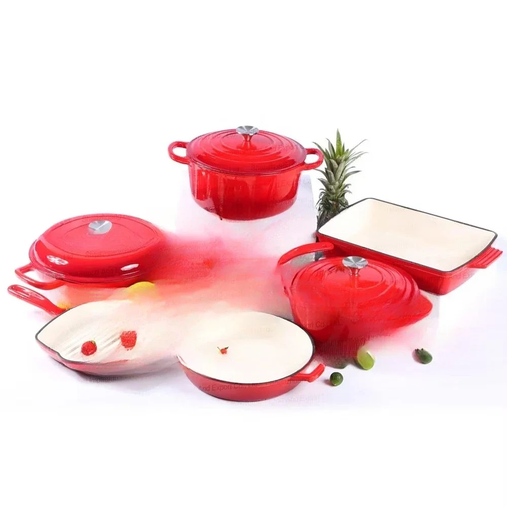 Cast Iron Cookware Cooking Pot Casserole Set, Kitchenware Manufacturing