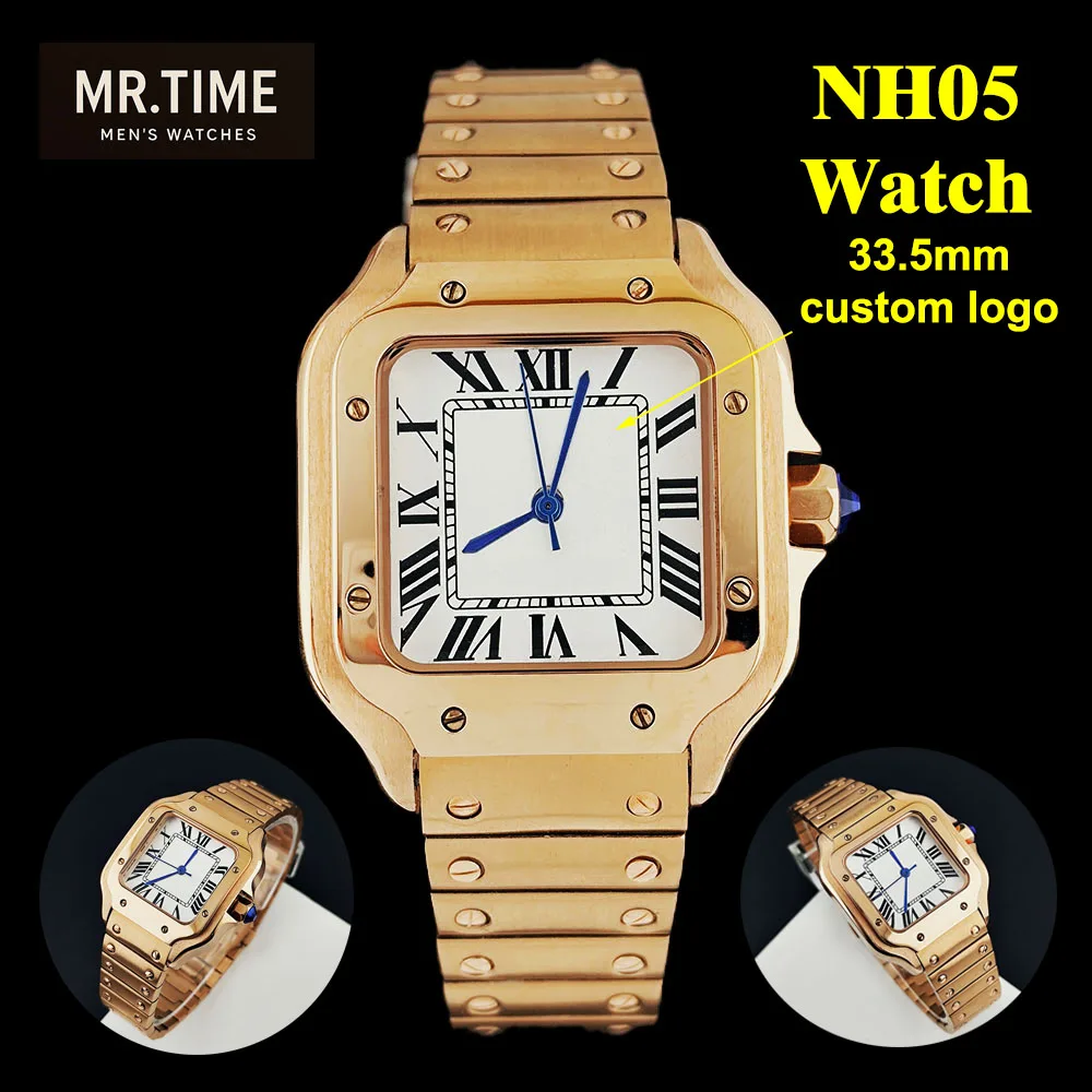 NH05 Ladies' Watch Square watch Silver/Rose/Gold/Black watch 33.5mm Watch Stainless Steel Customized Logo Watch NH05 Movement