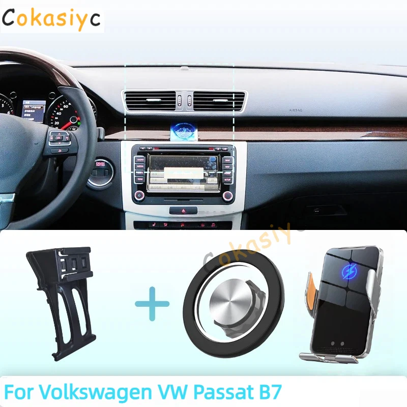 Suporte de Telefone Magnético para Carro Feito Sob Medida para Volkswagen VW Passat B7 2012 2013 com Carregamento Sem Fio e Sensor Inteligente