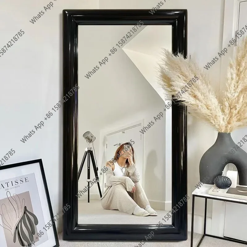 40X European Floor Mirror Black Retro Fitting Large Mirror Clothing Store Living Room Bedroom Home