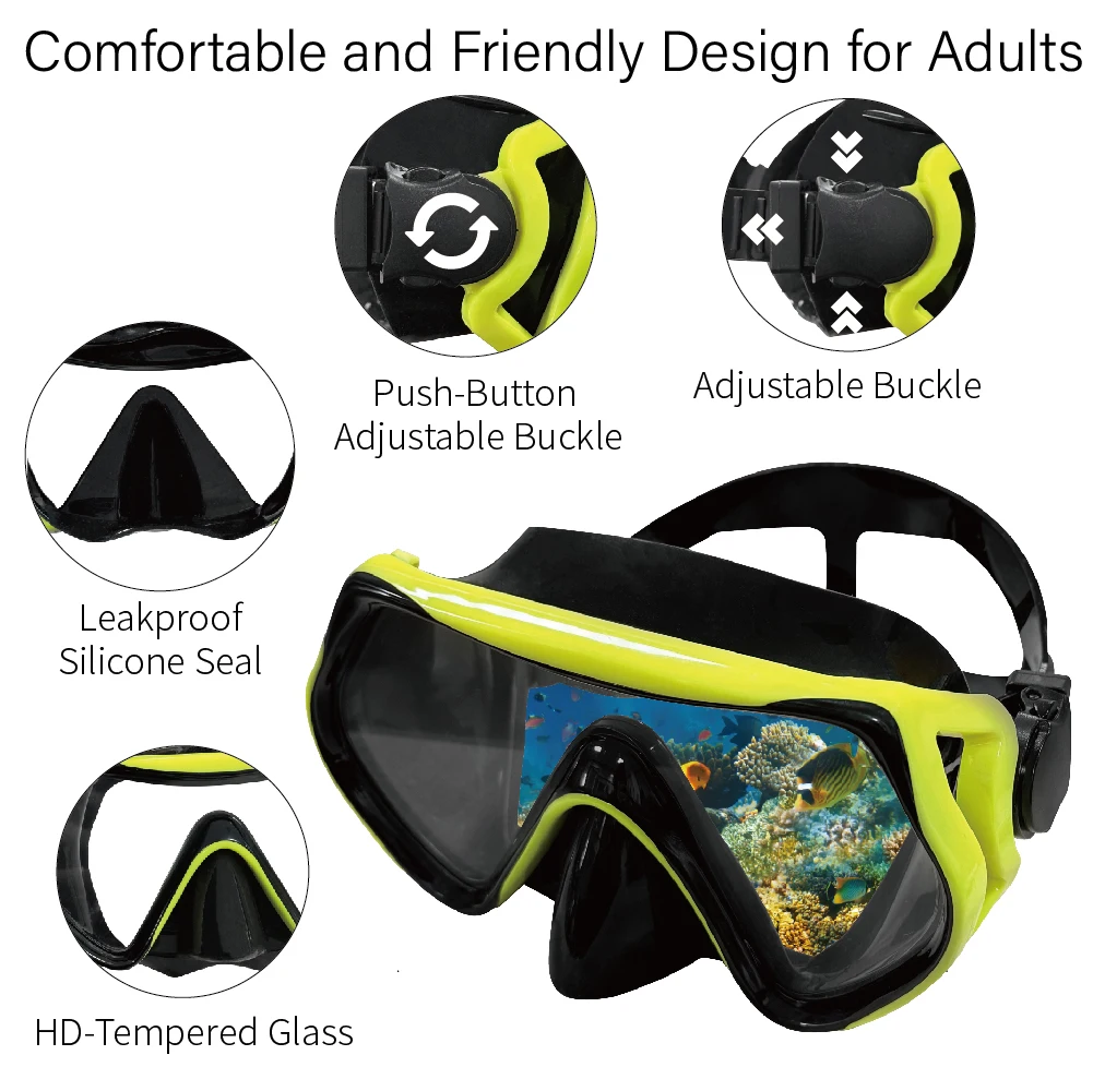 

Scuba Diving Goggles Professional FreeDiving Snorkeling Frameless Mask Perfect Seal Silicone Skirt Swimming Goggles for Adults