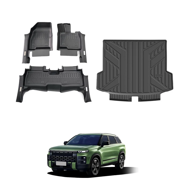 TPE Car Floor Mats and Trunk Mat For Chery Tansuo 06 2023 Present Right Hand Drive 3 Piece Set
