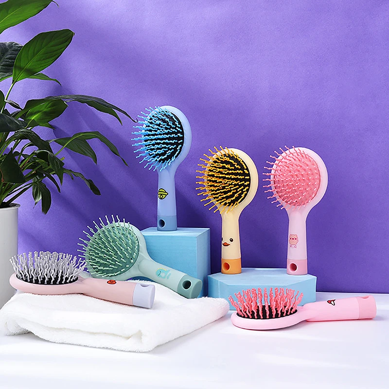 Cartoon Rainbow Air Cushion Comb Scalp Massage Comb Hair Brush Folding Flip Air Bag Comb With Mirror Portable Mini Massage Comb