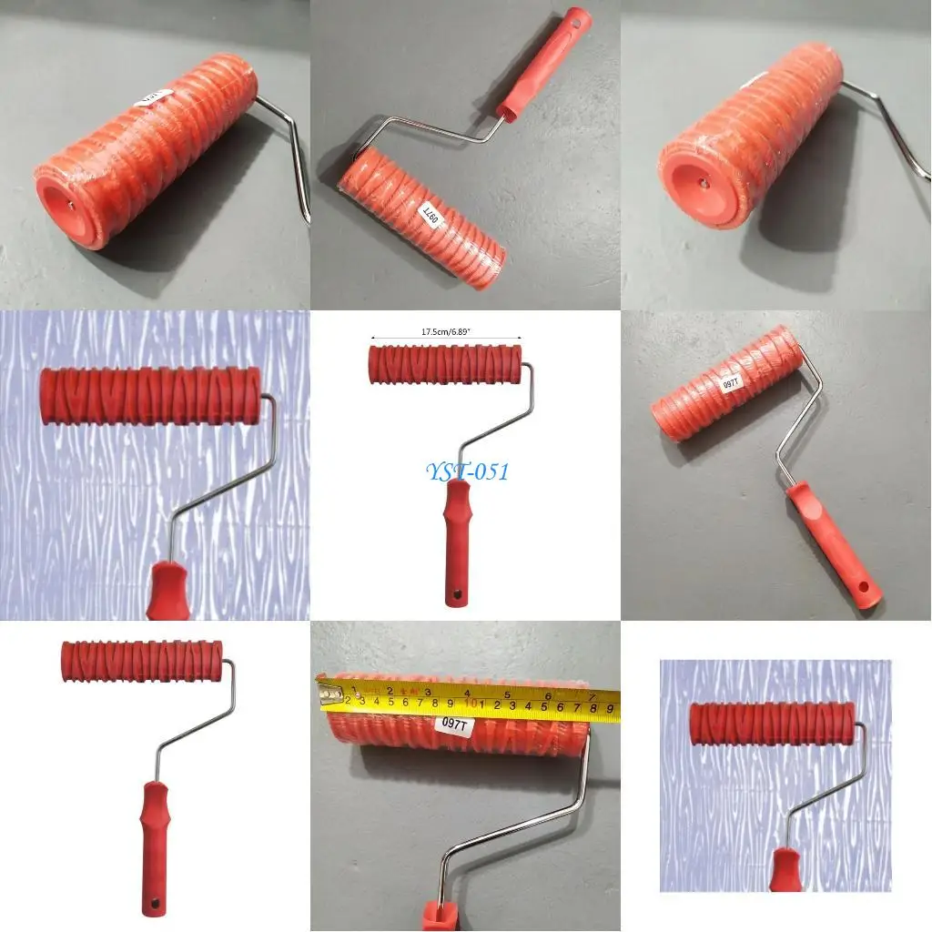 

E15A 7'' Embossed Paint Roller for w/ Handle Grain Pattern Painting Roller for Wall D