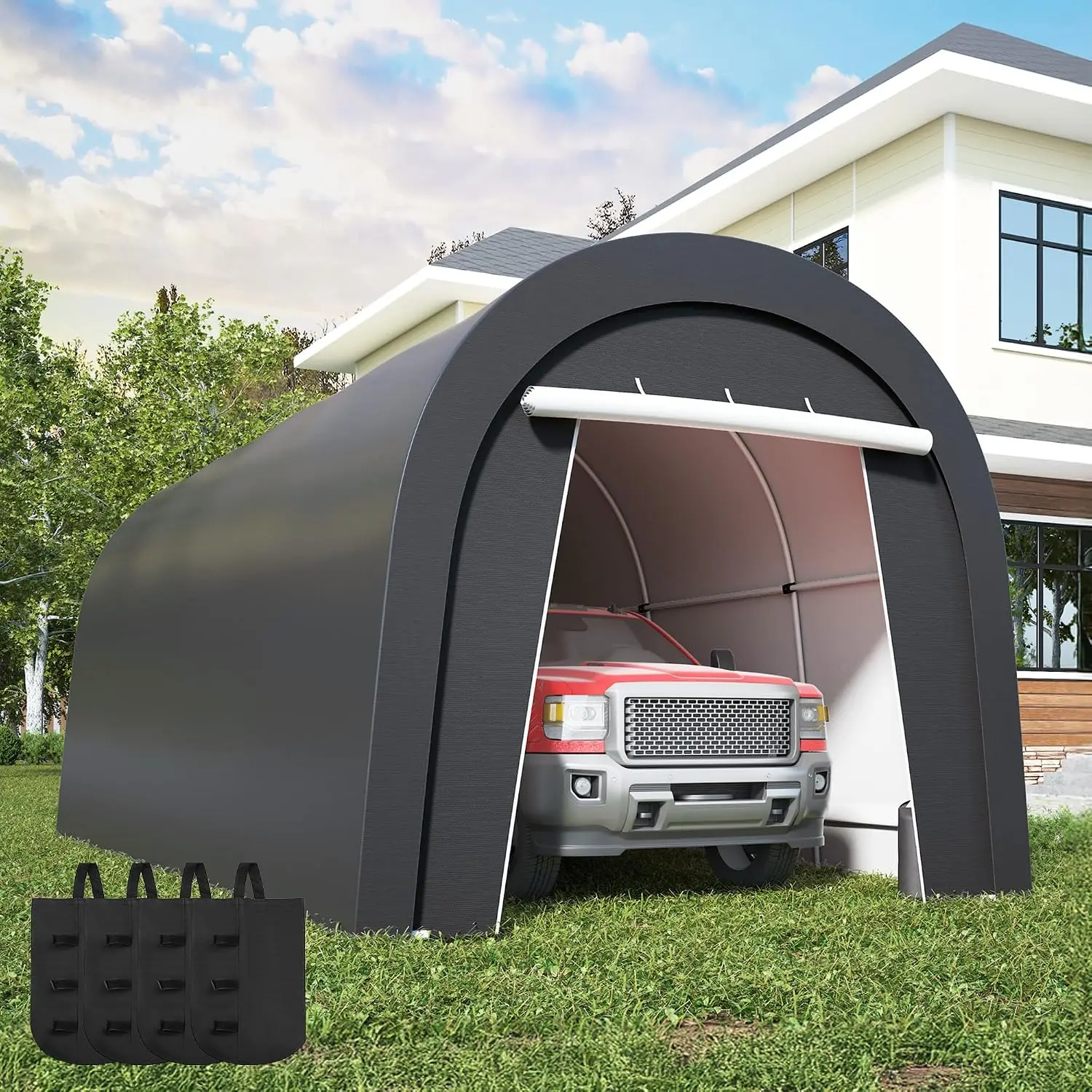 10x20 Portable Garage Carport with 4 Sandbags for Vehicle Storage, Customized