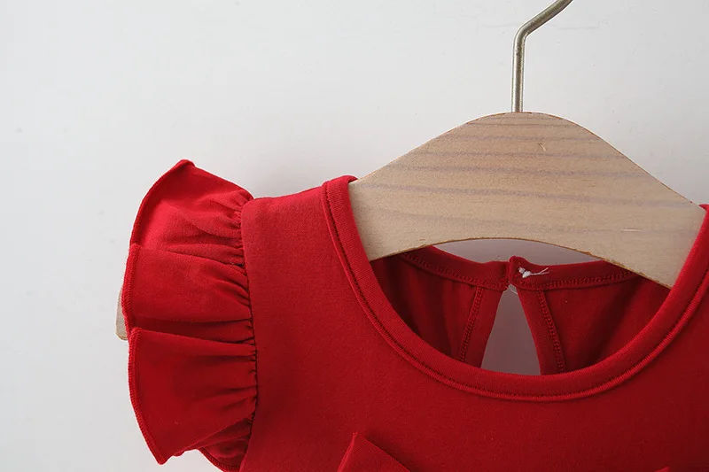 0-3 Y Kinder Sommer Kleine Fliegende Ärmel Kleid Schöne Herz Kinder Kleidung Süße Schleife Baby Mädchen Prinzessin Geburtstag party Kleider – Detail 3