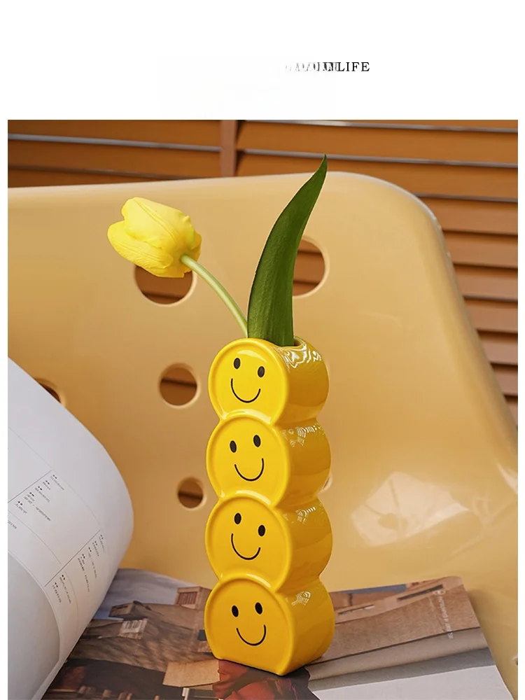

Современная матовая ваза для цветов Cerc Flower Vase: креативный декор для дома и гостиной, украшение в виде улыбающегося лица, простой скандинавский дизайн.