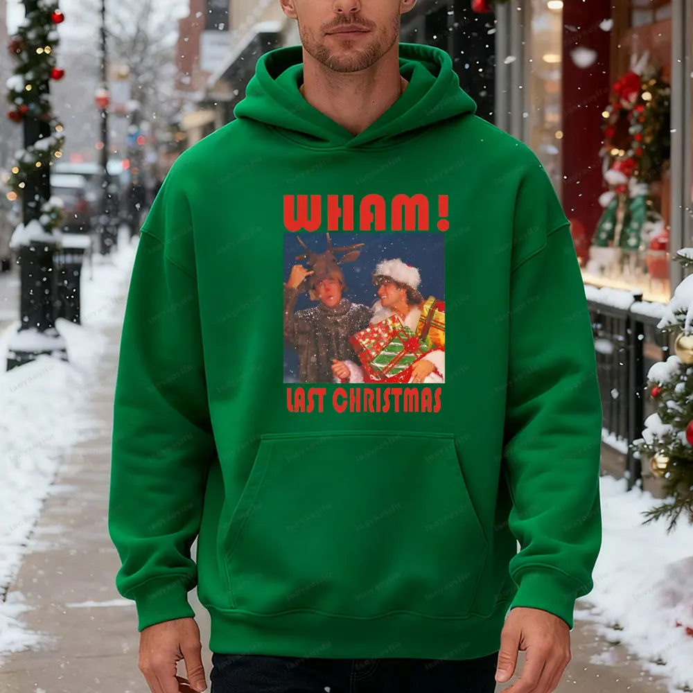 Wham آخر عيد الميلاد الرجال البلوز الرجعية 80s الفرقة عيد الميلاد هدية مضحك الموسيقى عاشق عيد الميلاد عرق الكلاسيكية عطلة هدية البلوز القمم #5