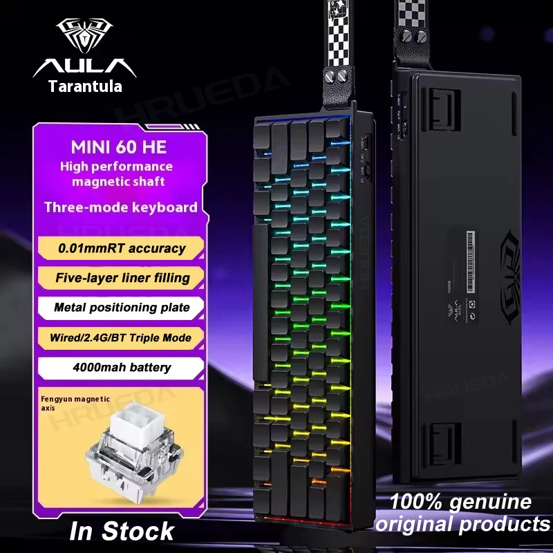 AULA MINI60 HE Wireless Bluetooth 3-Mode Magnetic Switch Keyboard Mechanical High Performance Gaming FPS Low Latency Custom