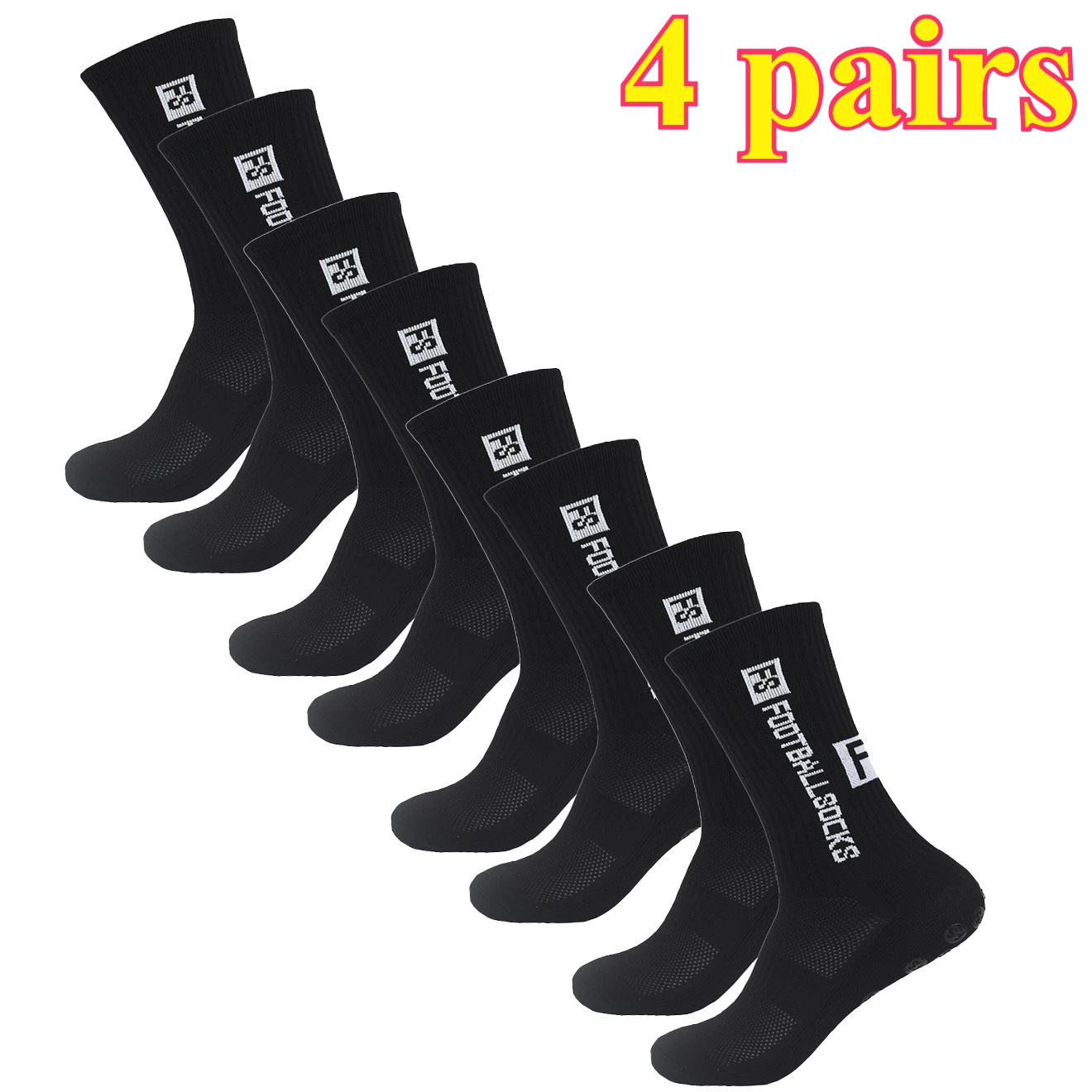 

4 пары еврофутбольных носков 36-42, спортивные носки, противоскользящие спортивные носки, баскетбольные носки, без запаха, защита от катышков ног